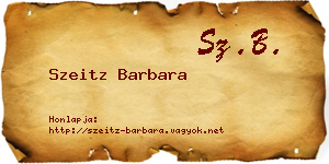 Szeitz Barbara névjegykártya